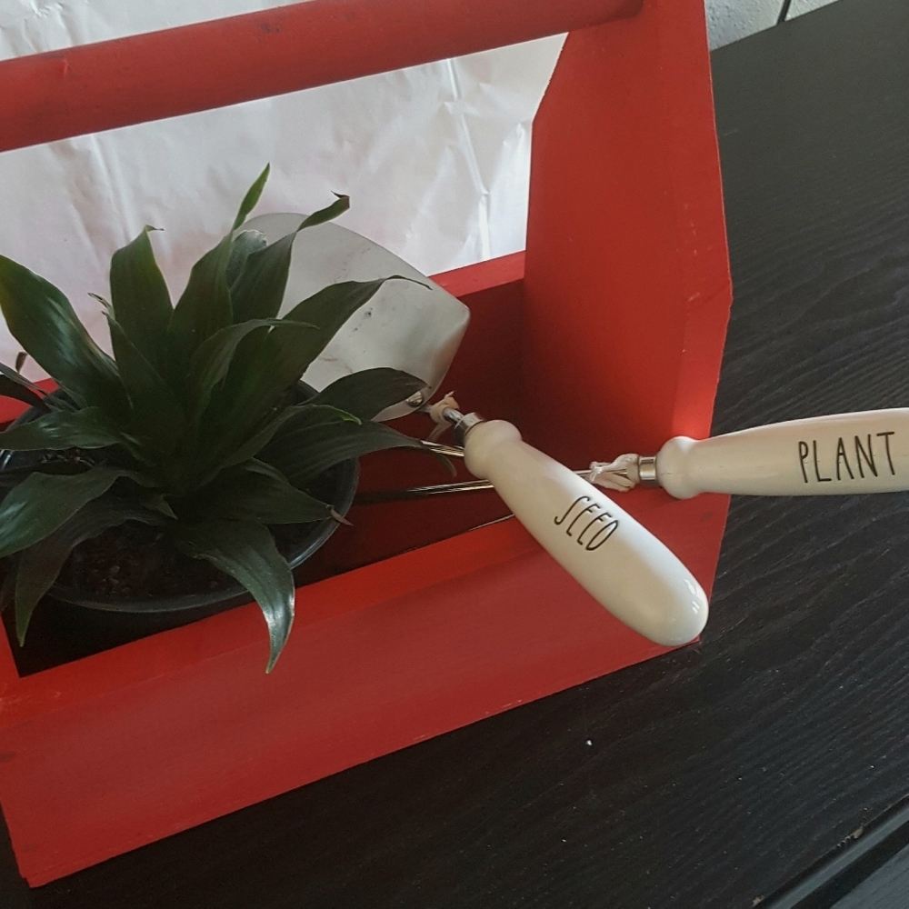 Rustic farmhouse red wood toolbox versatile piece